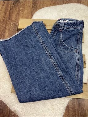 A LAB Digital Jeans Wide Leg Baggy Embroidered Y2K *HEMMED*